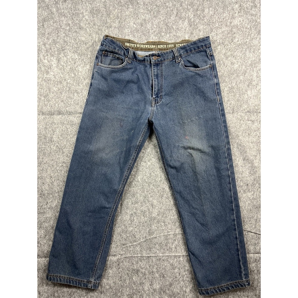 Smiths Workwear Mens Jeans Stretch Relaxed Fit Blue Medium Wash Size 38x30